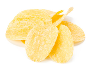 Naklejka na ściany i meble yellow potato chips isolated on white