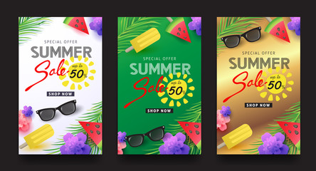 Summer sale background layout banners.voucher discount.Vector illustration template.