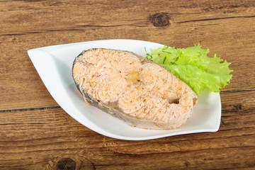 Steamed salmon
