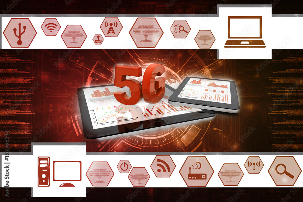 Poster 3d rendering 5g network 5g connection with data