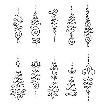 Naklejka Henna tattoo flower template. Mehndi style. Set of ornamental patterns in the oriental style.