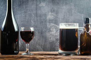 Glass of Beer and red wine