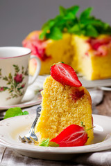 micowave strawberry cake.selective focus