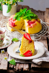microwave strawberry cake.selective focus