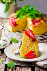 micowave strawberry cake.selective focus