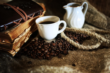 coffee bean on textile background