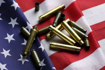 bullet on the USA flag