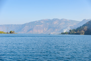Shore of San Lucas Toliman - village at lake Atitlan, Department of Solola in Guatemala