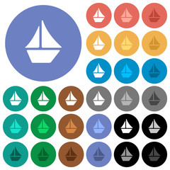 Sailboat round flat multi colored icons
