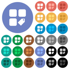 Tag component round flat multi colored icons