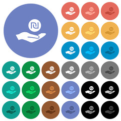 New Shekel earnings round flat multi colored icons