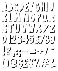 Thick Doodle Handwritten Fill with Shadow Alphabet, Numbers & Signs with Marker Pen