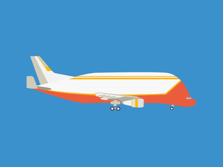 Modern cargo plane, on a light background.