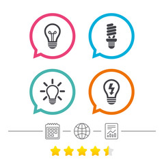 Light lamp icons. Energy saving symbols.