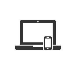 Device Icons: smart phone and notebook-laptop computer. Vector illustration of responsive web design.