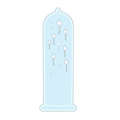 Sperm cells in the condom. Methods of contraception. Contraception. Family planning.