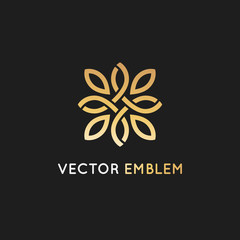 Vector logo design template and emblem  with petals and lines - luxury beauty spa