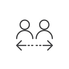 Transfer between user accounts line icon, outline vector sign, linear style pictogram isolated on white. Symbol, logo illustration. Editable stroke. Pixel perfect