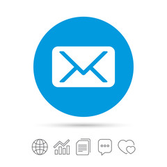 Mail icon. Envelope symbol. Message sign.