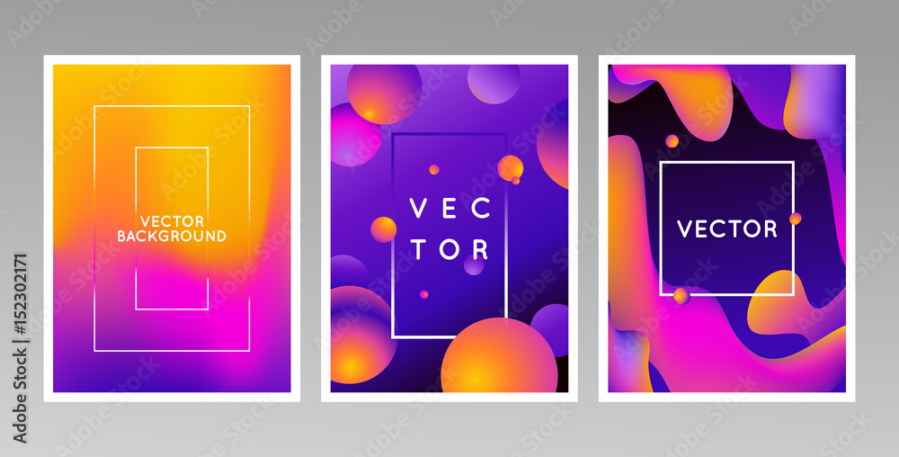 Poster vector design template and illustration in trendy bright gradient colors