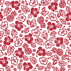 ハイビスカスとパイナップルのパターン