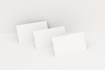 White blank business cards mock-up on white background