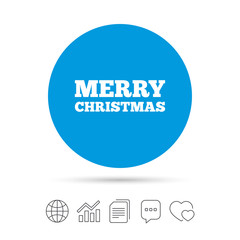 Merry christmas text sign icon. Present symbol.