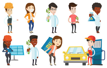 Fototapeta premium Vector set of characters on ecology issues.