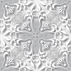 Floral 3d paper cut style Seamless Pattern Background. For Invitation cards decoration. Vector illustration