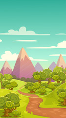 Naklejka premium Cartoon vertical nature landscape.
