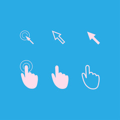 Obraz premium Cursor pointer icons. Click press and touch actions. Flat style.
