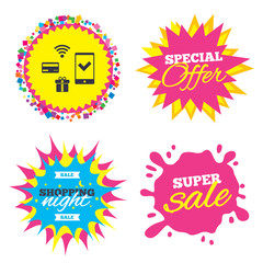 Mobile payments icon. Smartphone, credit card.