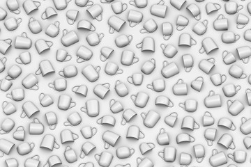 Cups grayscale tone color on white background. Flat design 3D illustration