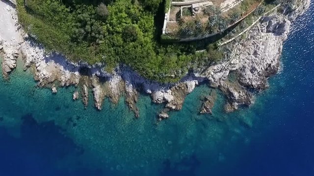 Aerial photography of the island of Mamula in Montenegro
