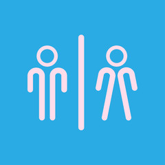 WC sign icon.  Male and Female toilet. Flat design. 