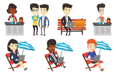 Vector set of sport and business characters.