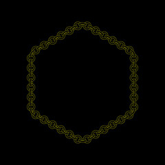 Chain frame.Hexagon. Isolated on black background.Vector outline illustration.