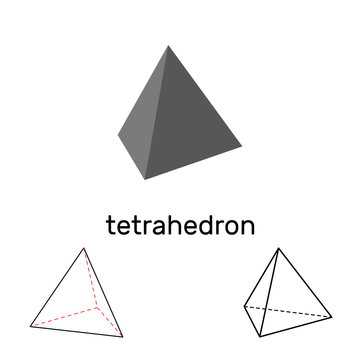 Tetrahedron. Geometric shape. Isolated on white background. Vector illustration.