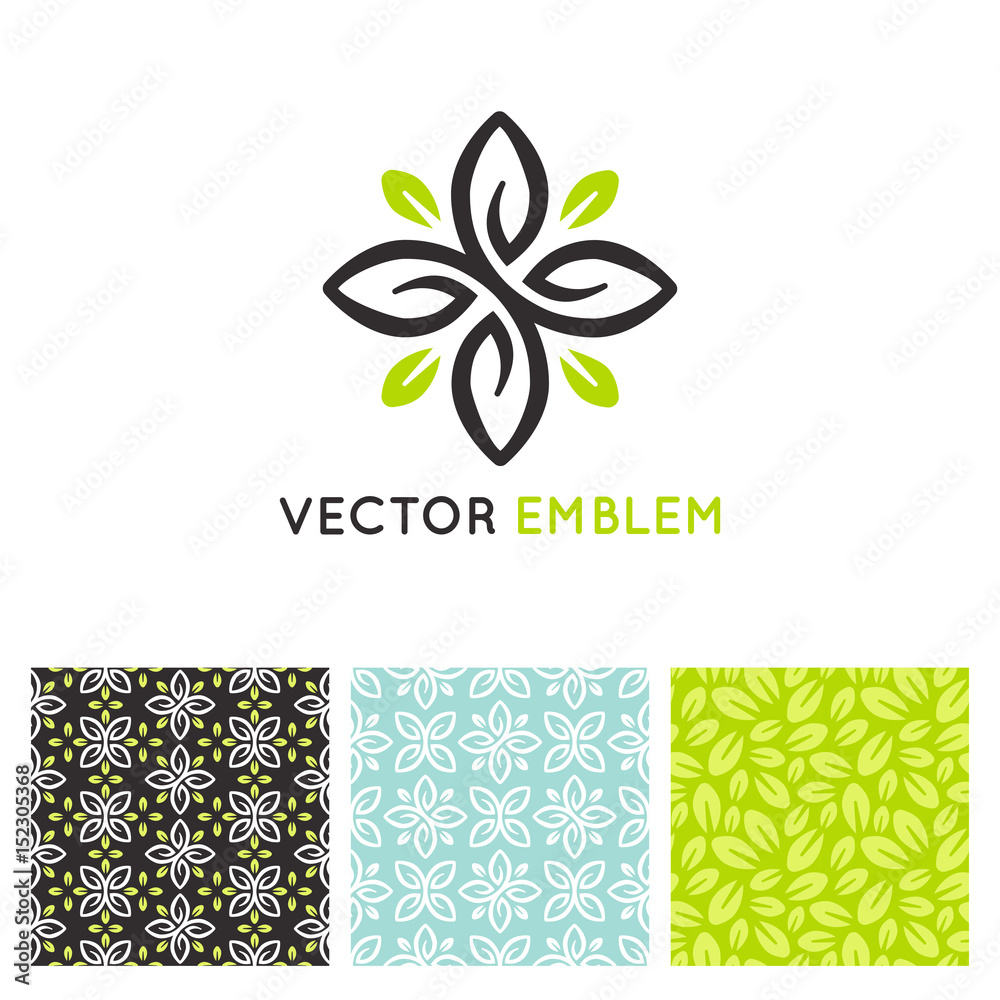 Poster Vector set of design elements and logo template for tea package