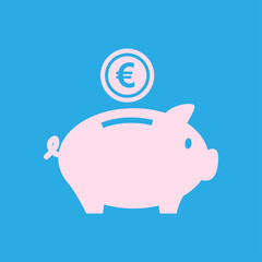 Piggy bank icon. Pictograph of moneybox. Flat design.