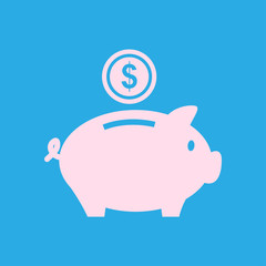 Piggy bank icon. Pictograph of moneybox. Flat design.