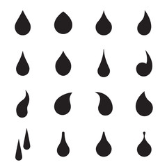 Drop shapes. Collection of droplet shapes isolated on a white background. Vector illustration - obrazy, fototapety, plakaty