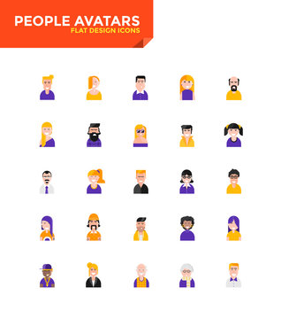 Modern material Flat design icons - People Avatars