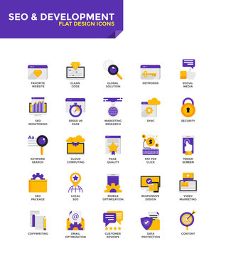 Modern material Flat design icons - Seo and Development