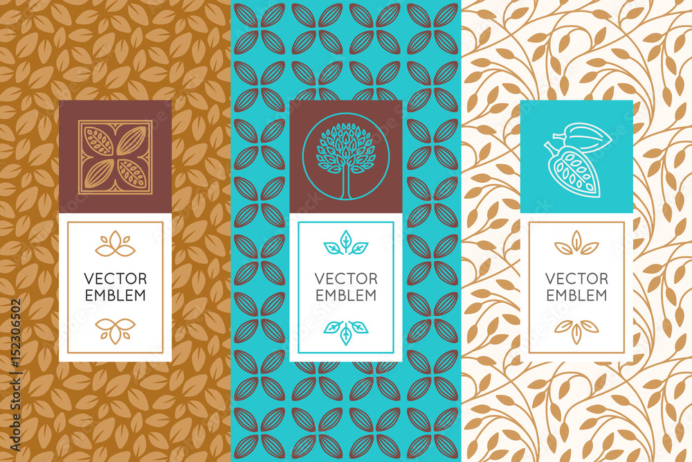 Poster Vector set of design elements and seamless patterns for chocolate