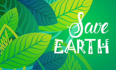 Save Earth World Environment Day Ecology Protection Holiday Greeting Card Flat Vector Illustration
