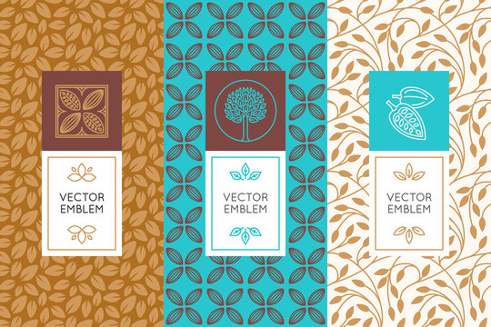 Vector set of design elements and seamless patterns for chocolate