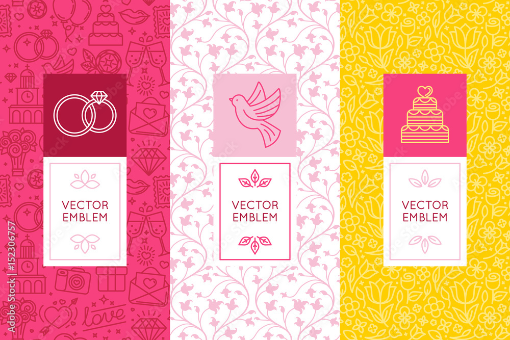 Poster vector set of design elements and templates for wedding invitation