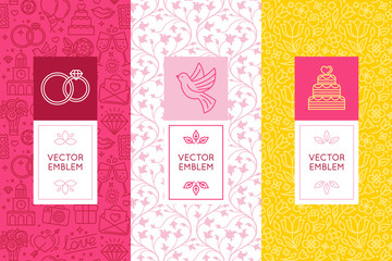 Vector set of design elements and templates for wedding invitation