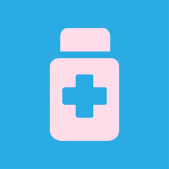 Fototapeta premium Drugs sign icon. Pack with pills. Flat design style. 